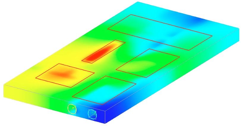 Thermal map of a coldplate for power electronics