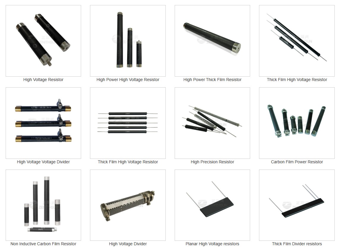 High voltage resistors for dividers, discharge and measurement