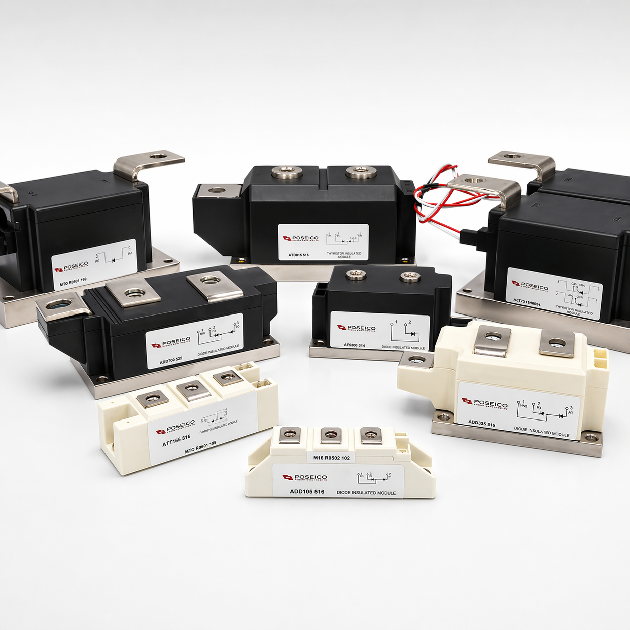 Módulos de potencia POSEICO de diodos y tiristores para rectificación y control industrial